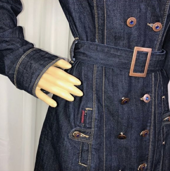 Junior's Denim Trench Coat - Picture 9 of 14